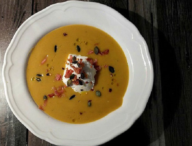 Рецепт тыквенного супа с беконом