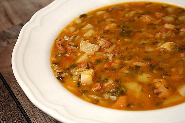 Суп с морепродуктами - Осьминог